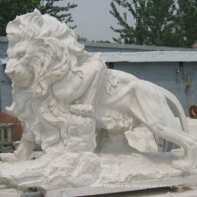 decoración al aire libre del jardín chino antiguo talla de piedra de mármol estatuas de león de tamaño natural para la venta